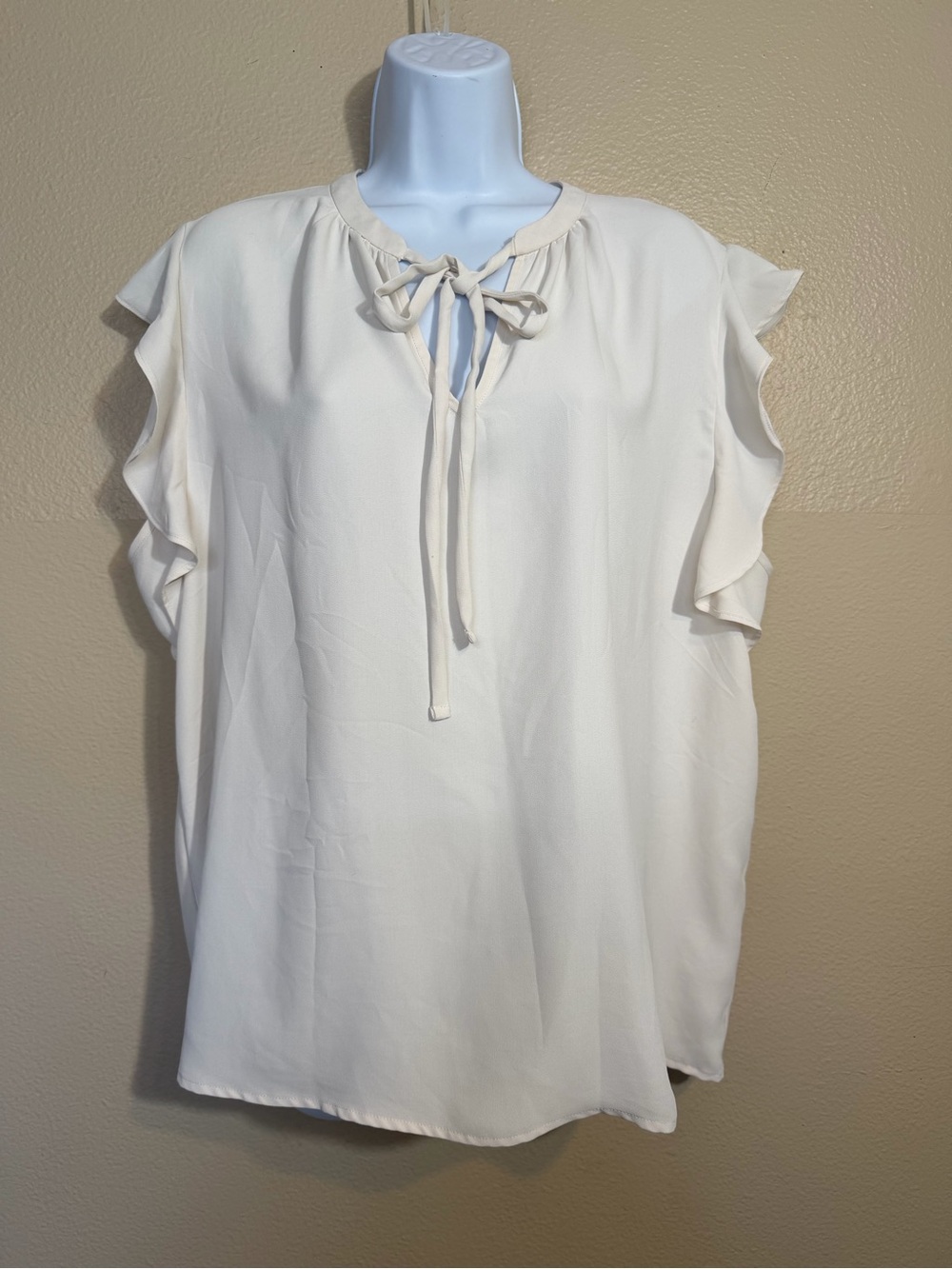 Ann Taylor XL Women’s Cream Ruffle Tie-Neck Blouse